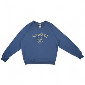 NWOT Harry Potter Womens Crew Neck Blue Hogwarts Embroidered Sweater Sz Large